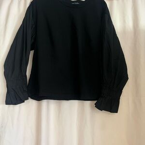 Olivia & Grace Relaxed Black Long Sleeve Boxy Blouse
